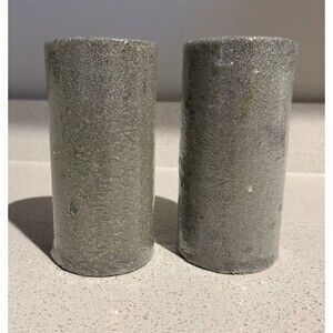 Silver Glittery Candle  4”H 3” W/glitter/Sparkly/Metallic/ LED FREE 2 Pcs